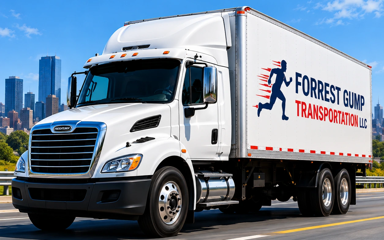 Forrest Gump Transportation box truck driving on a highway